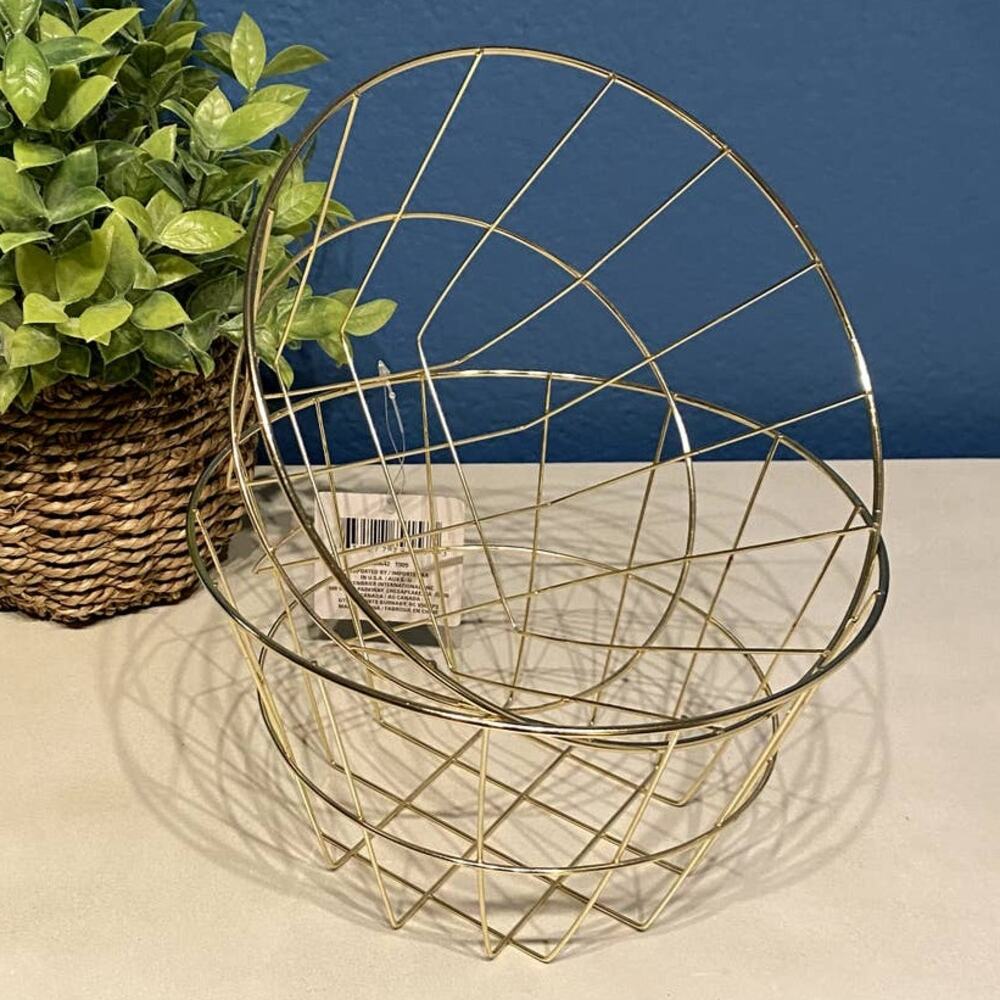 Essentials Gold Round Baskets (2) New With Tags